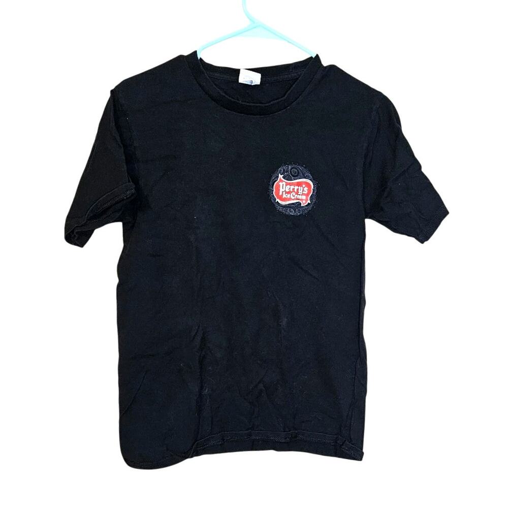 Perry's Ice Cream Black T Shirt Graphic Size Small 100% Cotton Port & Company